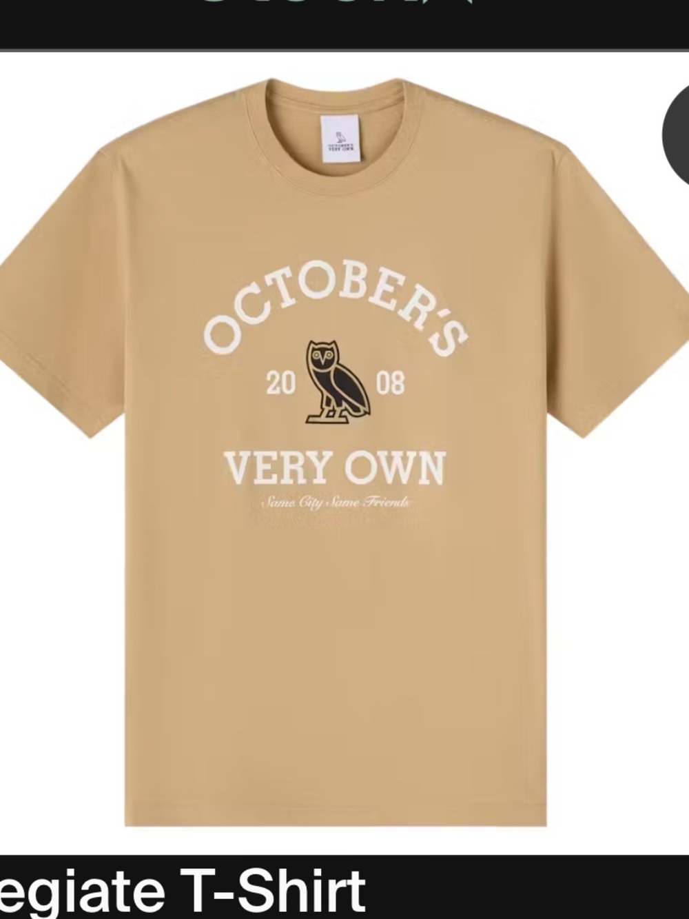 October’s Very Own OVO Logo Graphic T-Shirt Tan Cotton Size L
